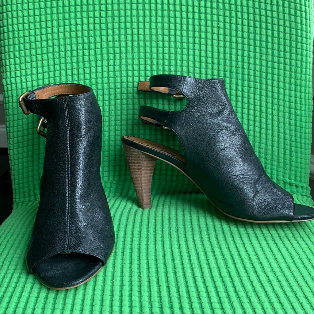 Open Toe Open Ankle Black Heels